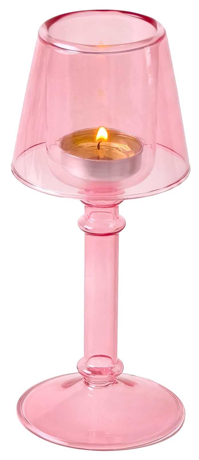 Pink Glass Hurricane Candleholder - Desk Lamp Shaped Glass Hurricane Candle H...