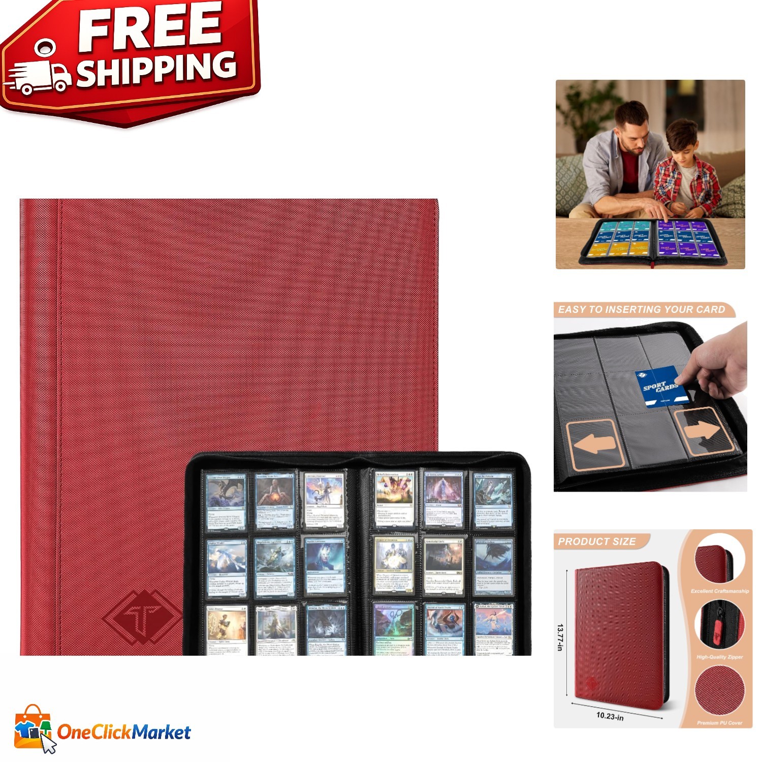 Durable Zippered 432 Pocket Card Binder for Organized Sports Card Collection