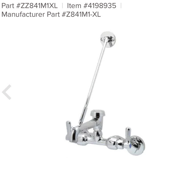 Zurn Z841M1-XL Side Handle Service Sink 8” Spread With 6” Vacuum Breaker Spout