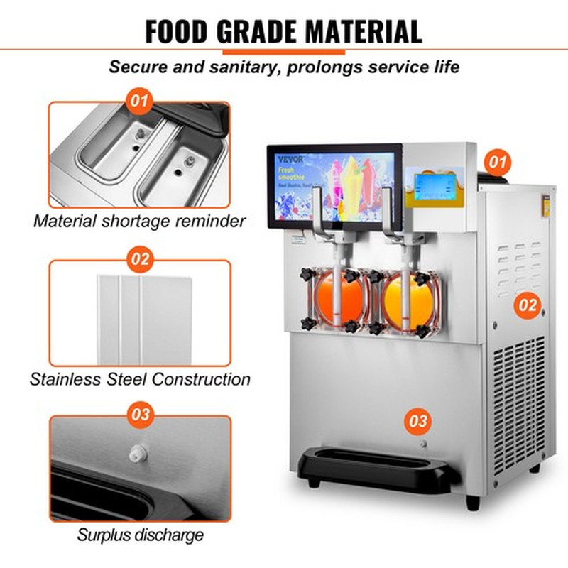 2 X 8L / 2.1 Gal Commercial Slushy Machine Margarita Smoothie Frozen Drink