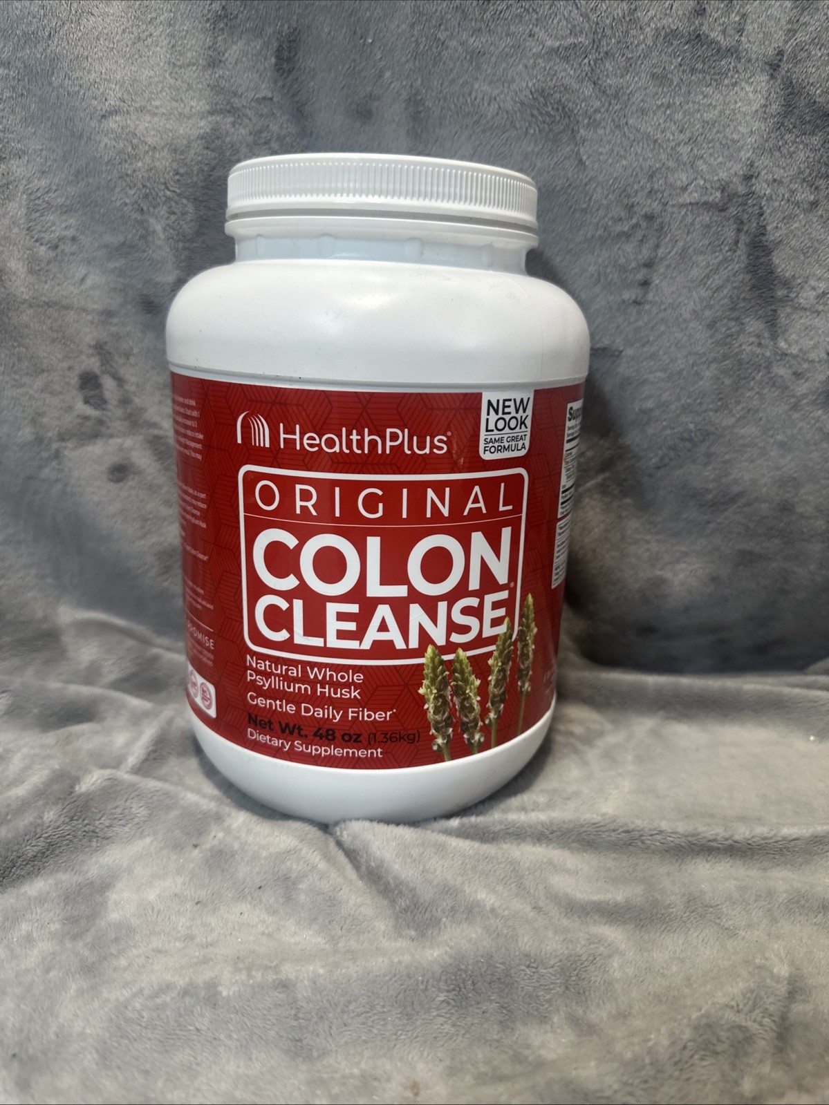 NEW Health Plus Original Colon Cleanse 48 oz Powder  Natural Whole Psyllium Husk