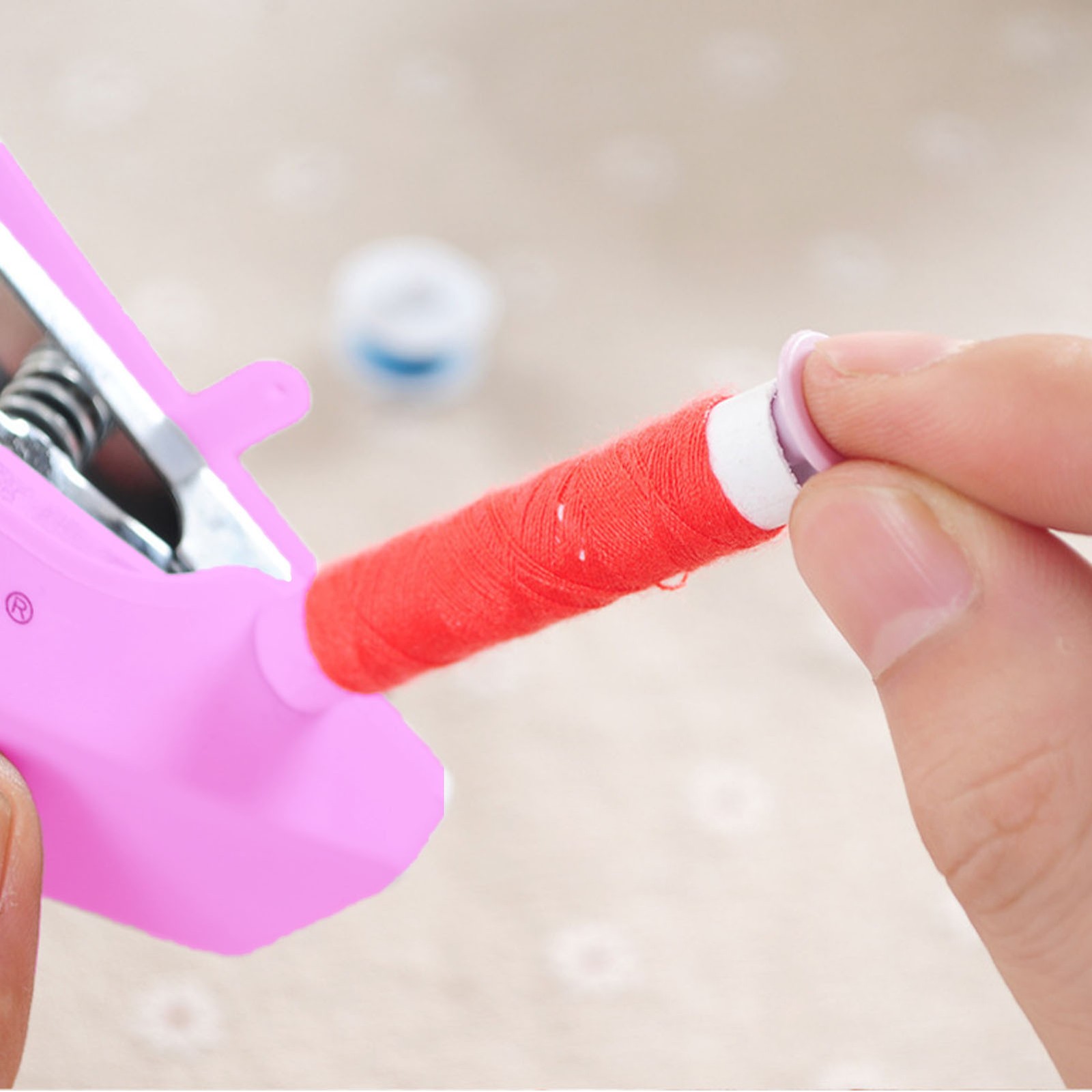 Pink Handheld Sewing Machine Portable Mini Manual Sewing Tool Hand Stitcher N