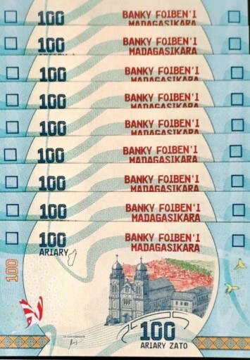 Madagascar, 100 Ariary, 2017, P-97, UNC, Consecutive 10 Pcs Free Shipping