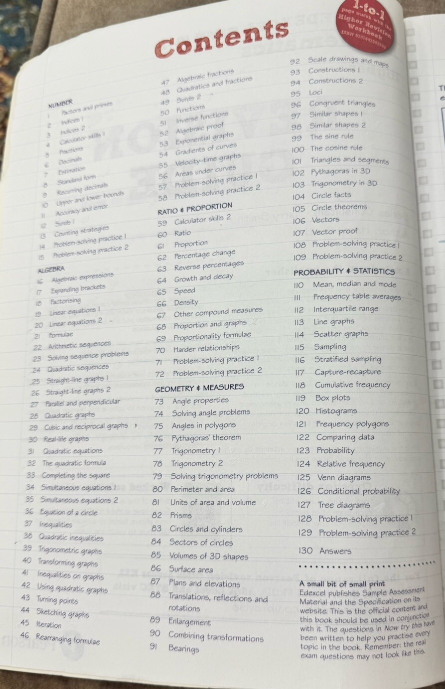 Edexcel GCSE Grade 9-1 Mathematics 'Higher' Revision Guide Maths Pearson