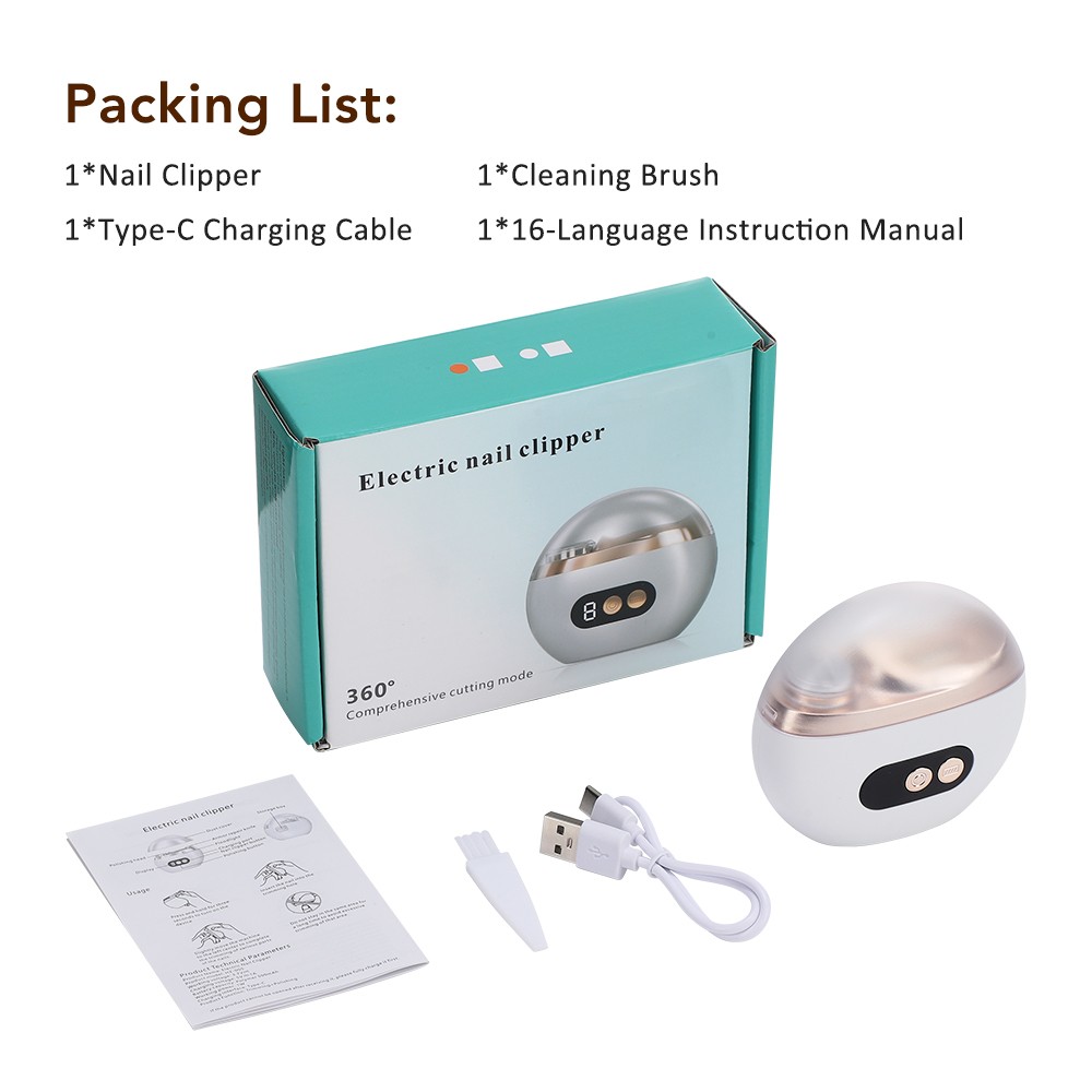 Electric Nail Clipper & LED Nail File Automatic Trimmer with 3-Speed Adjustment