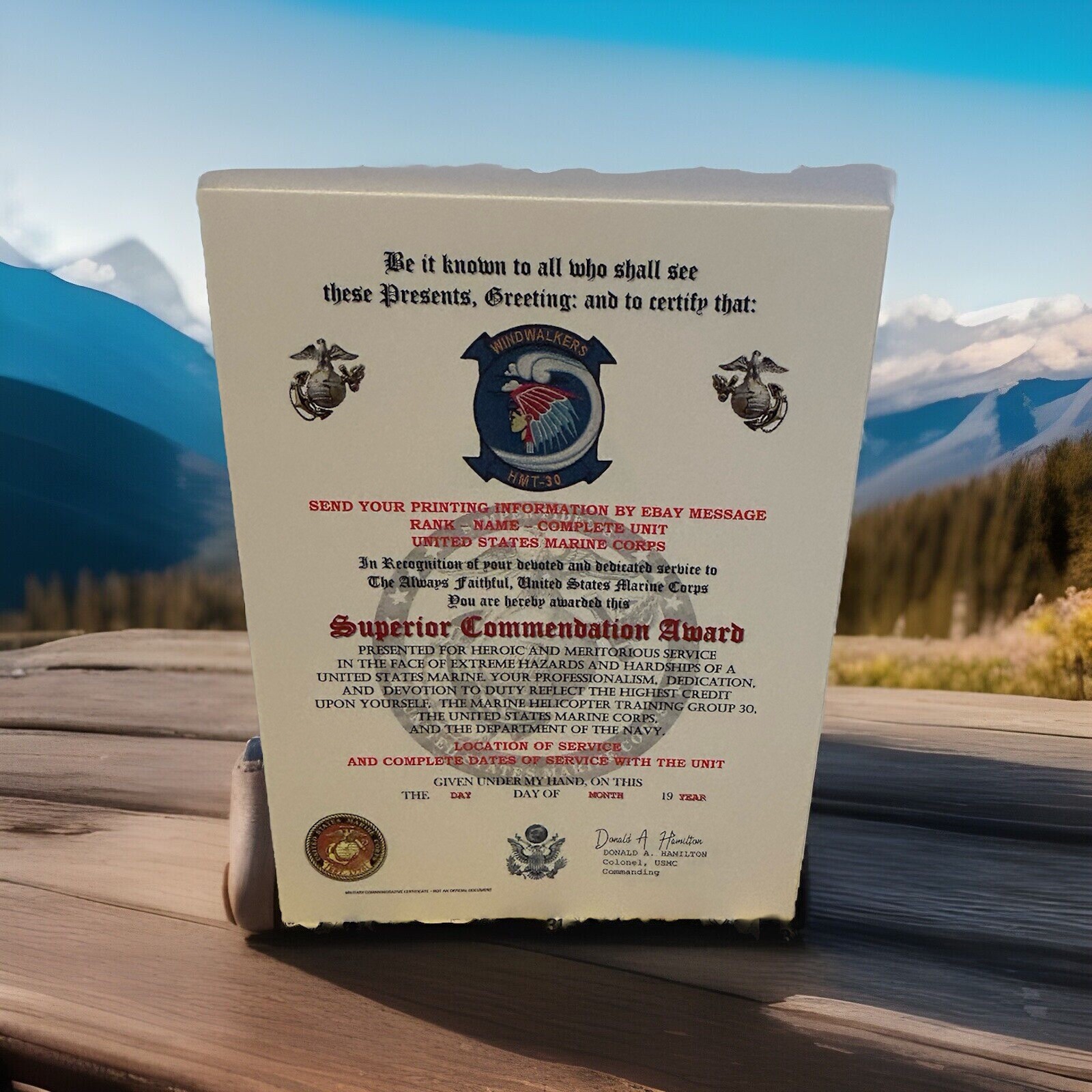 U.S.M.C. / MARINE HELICOPTER TRAINING GROUP 30 - SUPERIOR COMMENDATION AWARD