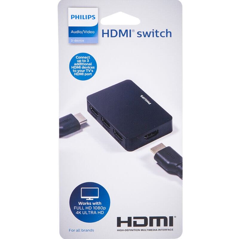 NEW Philips HDMI Switch 3 device ports with Full HD 4K Ultra TV Monitor Media!
