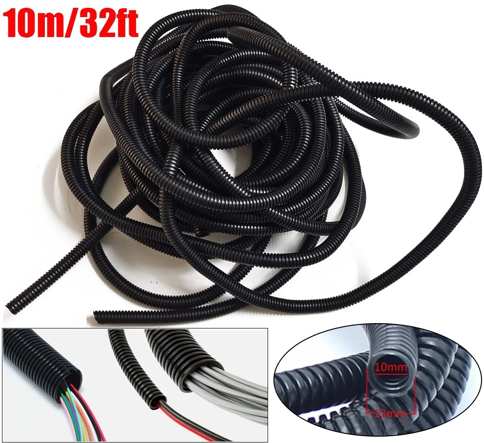 10m Wire Loom Split Tubing Electric Wires Protector Covers Car Wire Conduit 1/2”