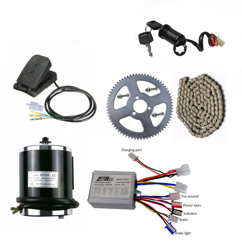 500W 24V Brush Motor Controller Throttle Chain Kit for Quad ATV Go Kart E300 US