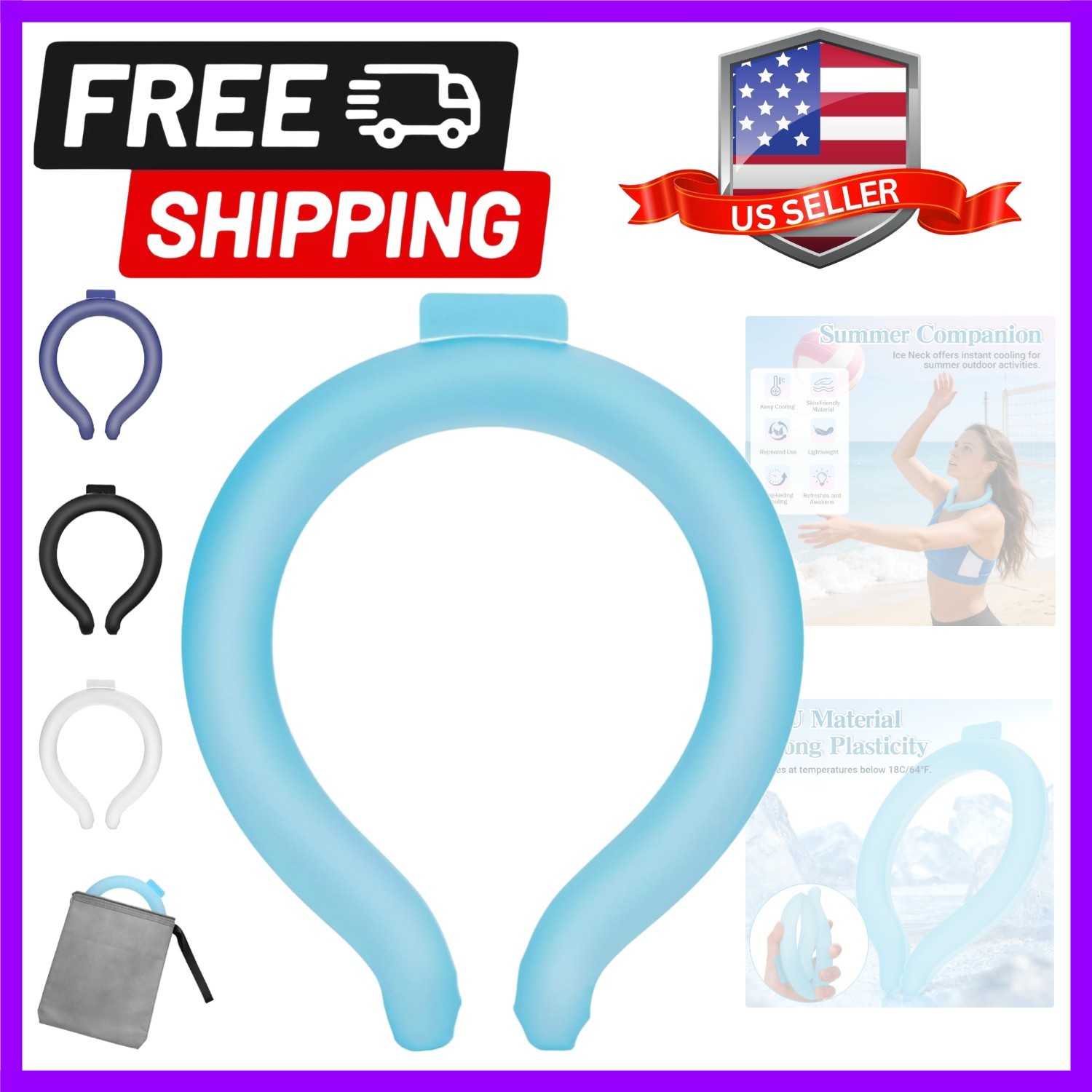 Reusable Neck Cooling Tube in Refreshing Blue - The Ultimate Summer Accessory