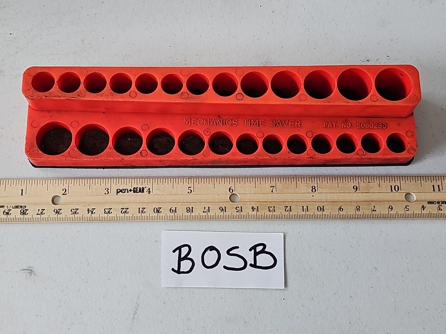 Mechanic's Time Saver 720 Series Red 26 Hole 1/4" Drive Socket Organizer