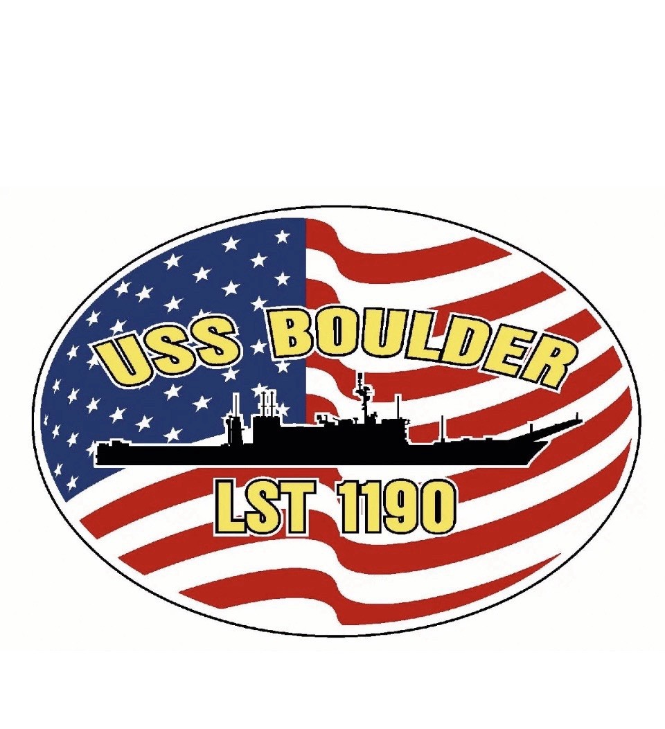 USS BOULDER LST-1190 Vinyl, Oval Shaped Automobile Decal, 5.75” Tall x 8.1” Long