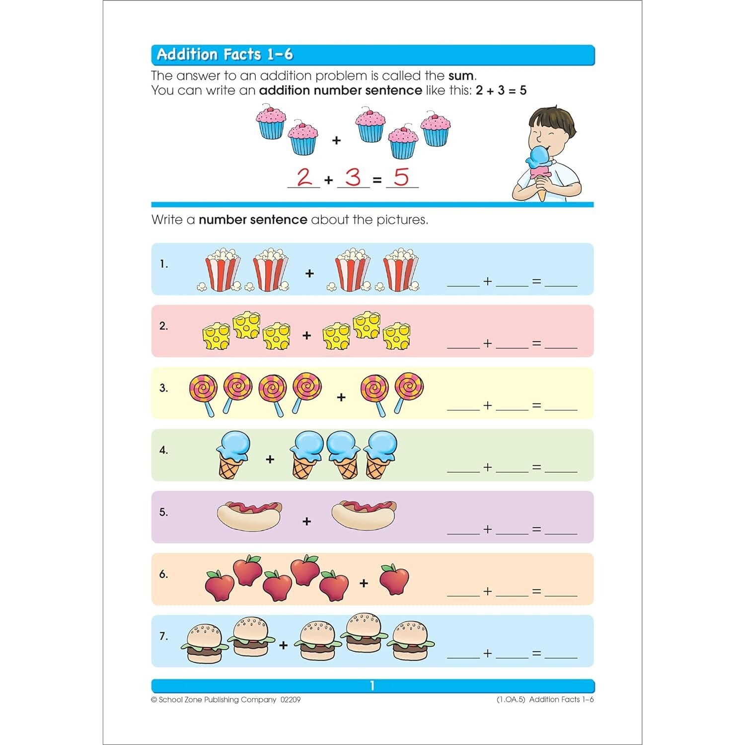 School Zone Addition & Subtraction Workbook Ages 6 to 8, 1st & 2nd Grade Math