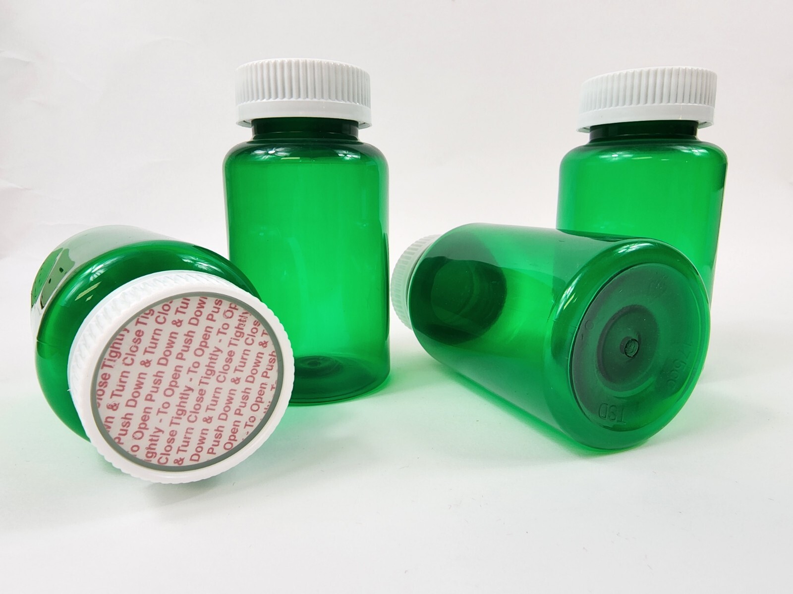Lot of 4 Green Plastic Rx Pill Bottle 60 Dram 175cc for Crafts/Storage