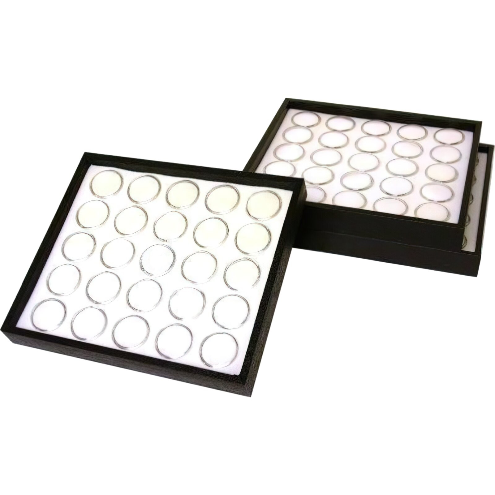 3 Black Faux Leather Gem Jar Display Trays