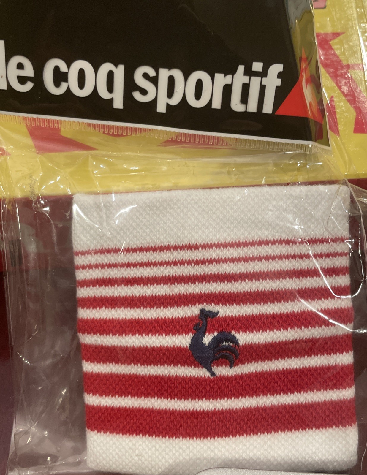 Le Coq Sportif Wrist Band Sports Wristband Tennis Adult Red White Blue Logo NEW