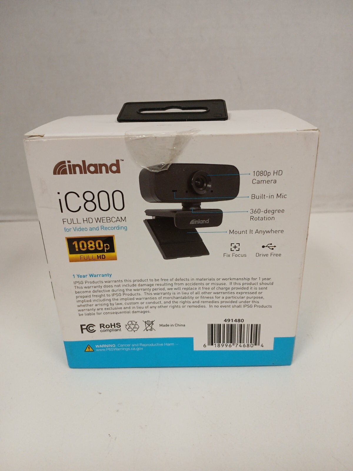 Inland iC800 Full HD 1080p Webcam, Black