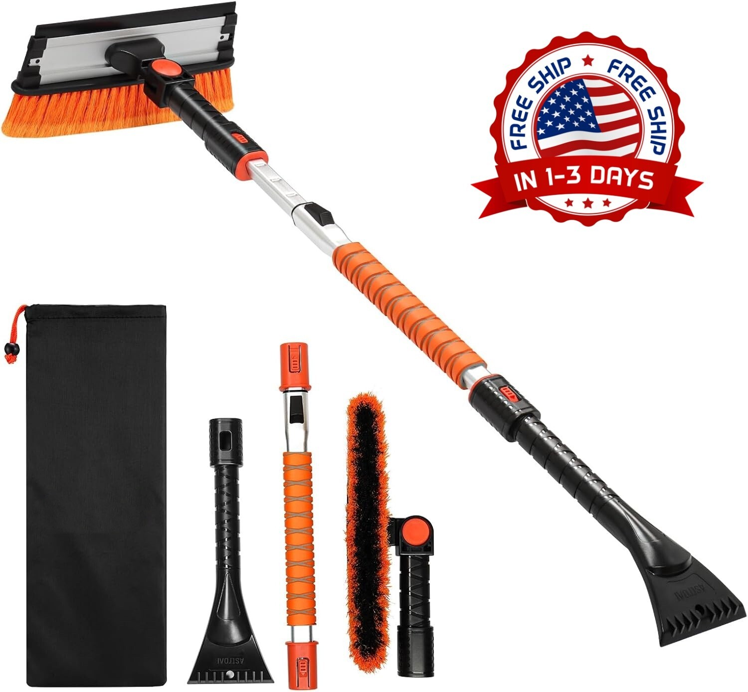 Cepillo para nieve y raspador de hielo extensible de 47.2" cepillo raspador.2024
