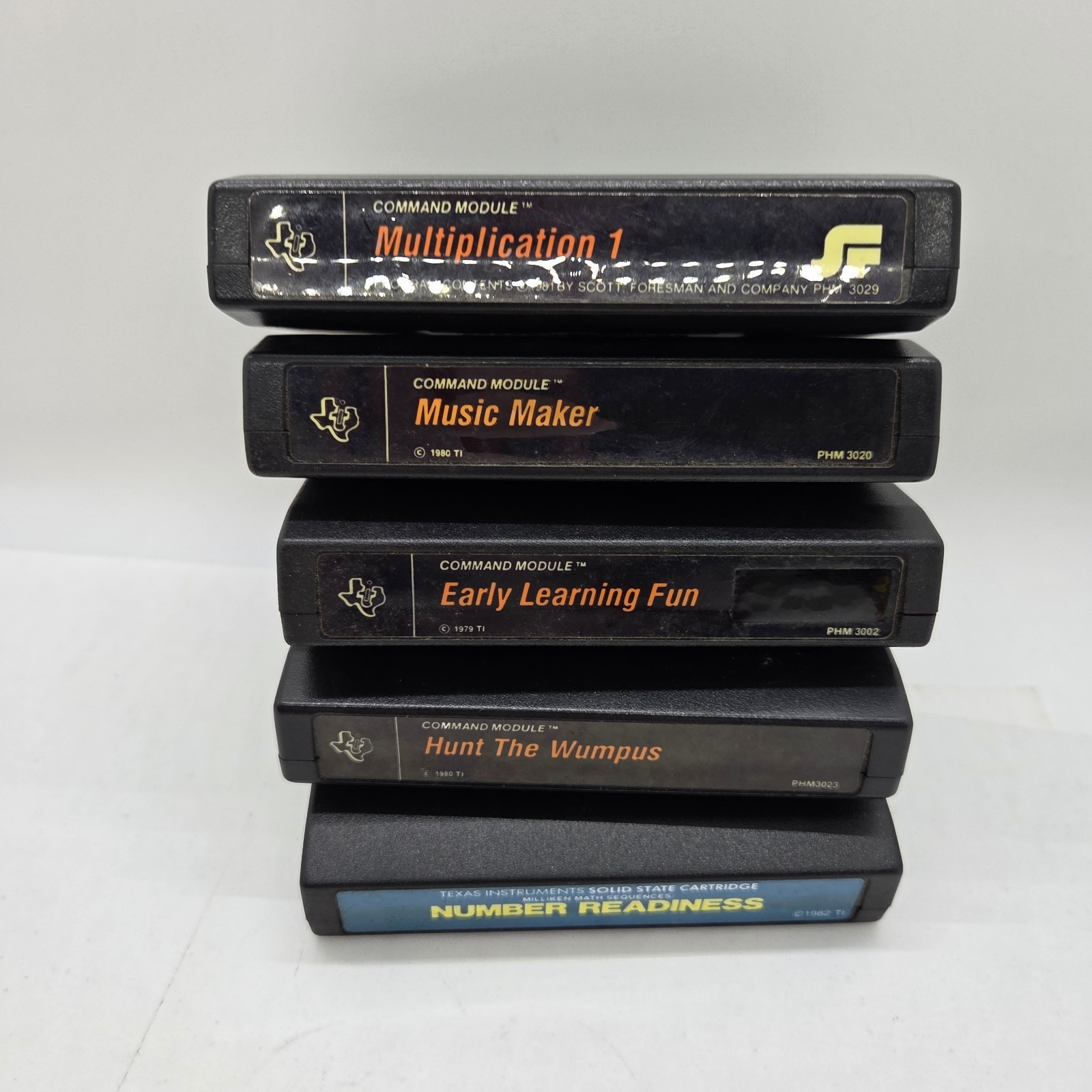 Lot of 6 Texas Instruments Home Computer Solid State Cartridges Command Module