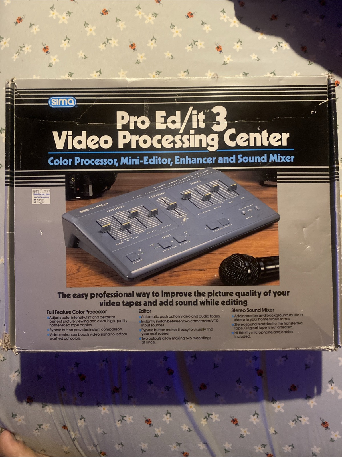 Vintage 1991 Pro Ed/it 3 Video Processing Center w/Power Cord & Mic W/box Editor