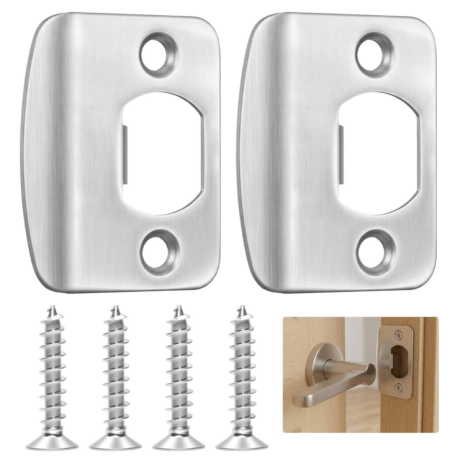 2 Pack Brushed Stainless Steel Door Plates 2.2 x 1.7 Inch – Modern Interior D...
