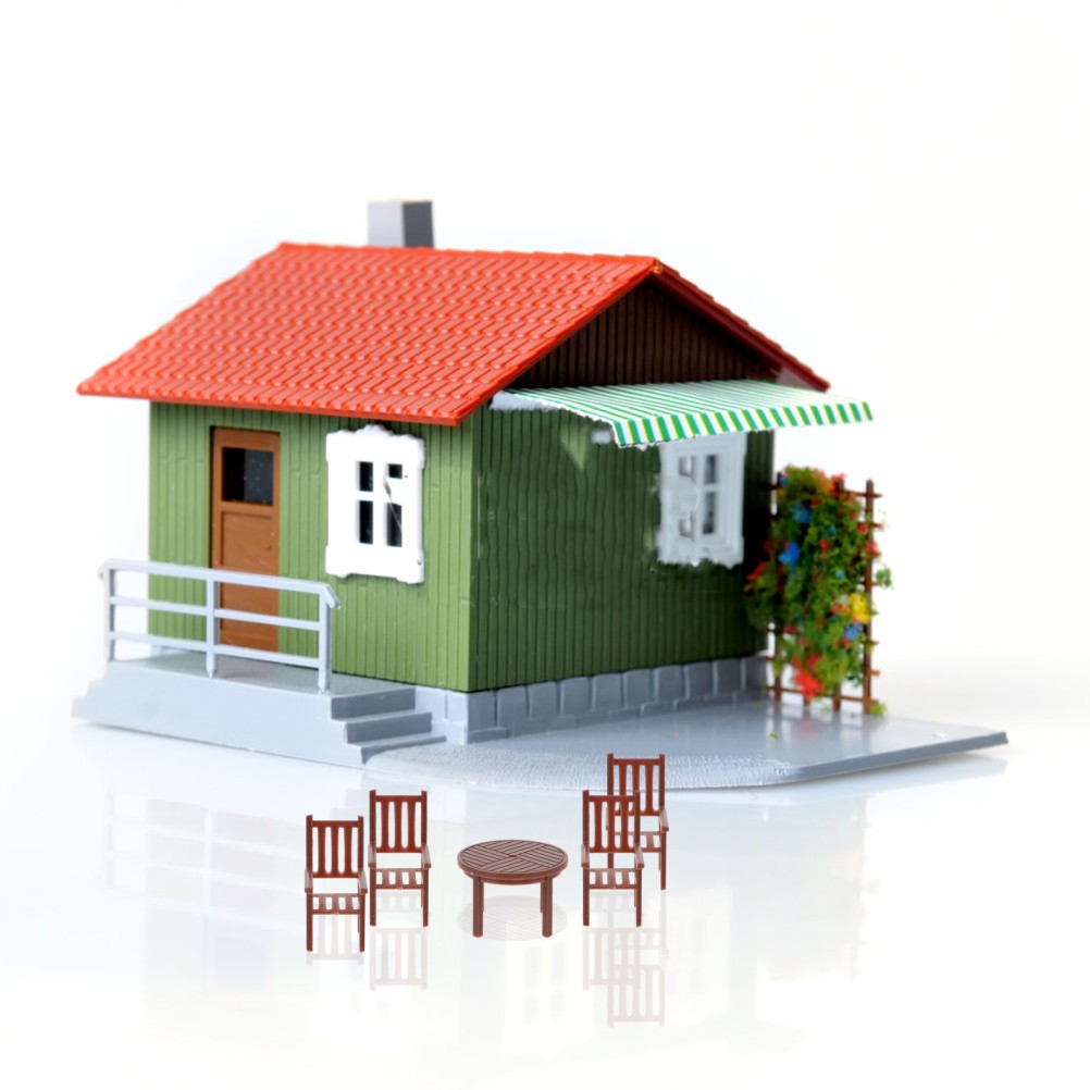4 Sets Brown Plastic Mini Table and Chair Set Durable for Children Plaything
