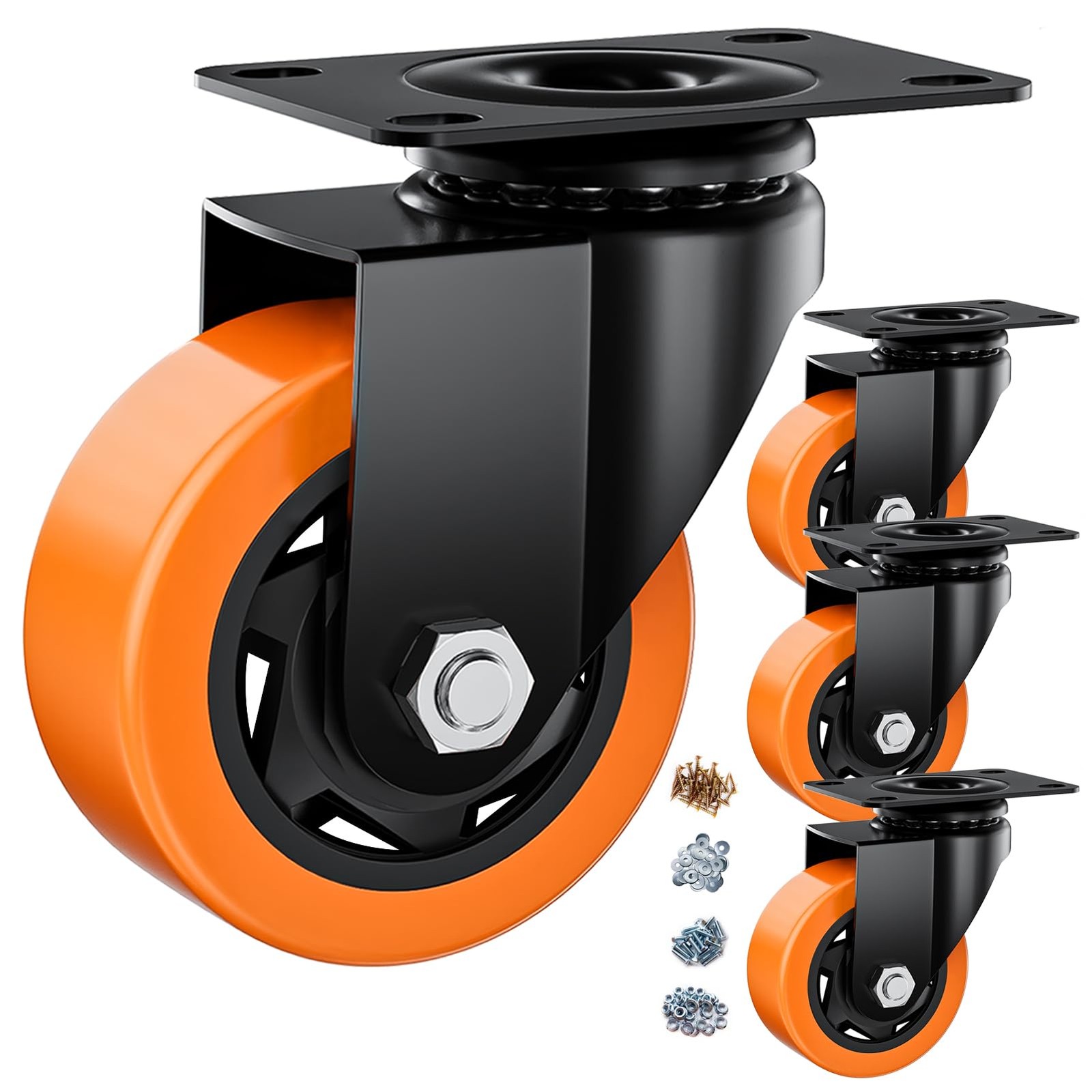 ASHGOOB 3" Swivel Plate Casters Set of 4 Heavy Duty 1000 lbs