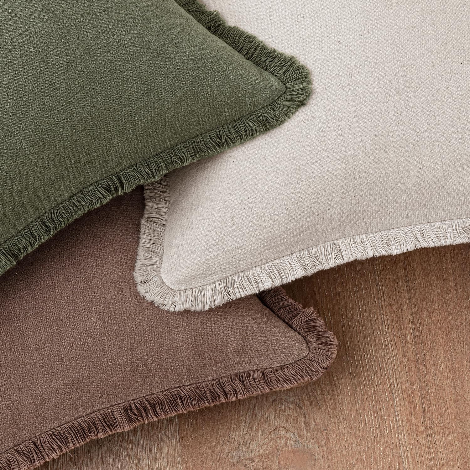 Decorative Linen Fringe Throw Pillow Covers Boho Farmhouse Soft Accent Pillow...