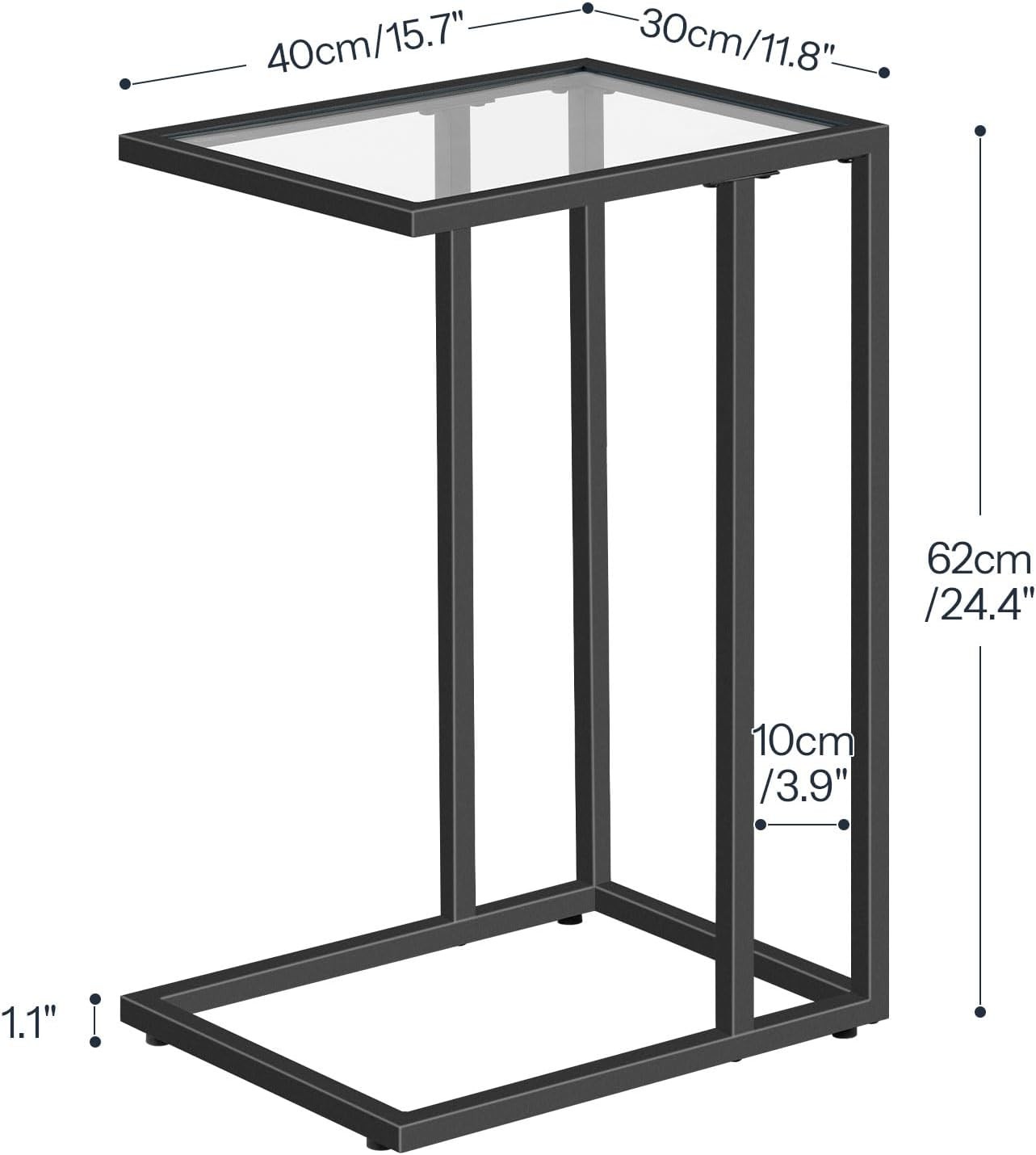 Black C Shaped End Table Set of 2 Side Table Sofa Couch Table Small Space