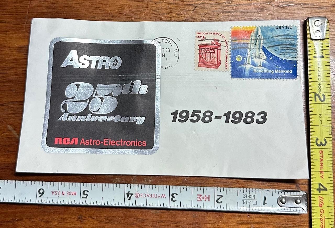 RCA Astro Electronics 25th Anniversary 1958-1983 Envelope Stamped #A205