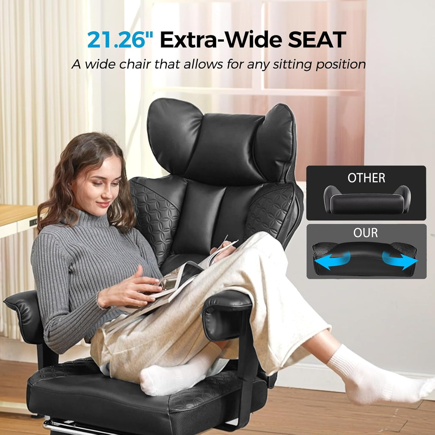 COMHOMA Big and Tall Office Chair Heavy Duty Wide Ergonomic Gaming Chair with De