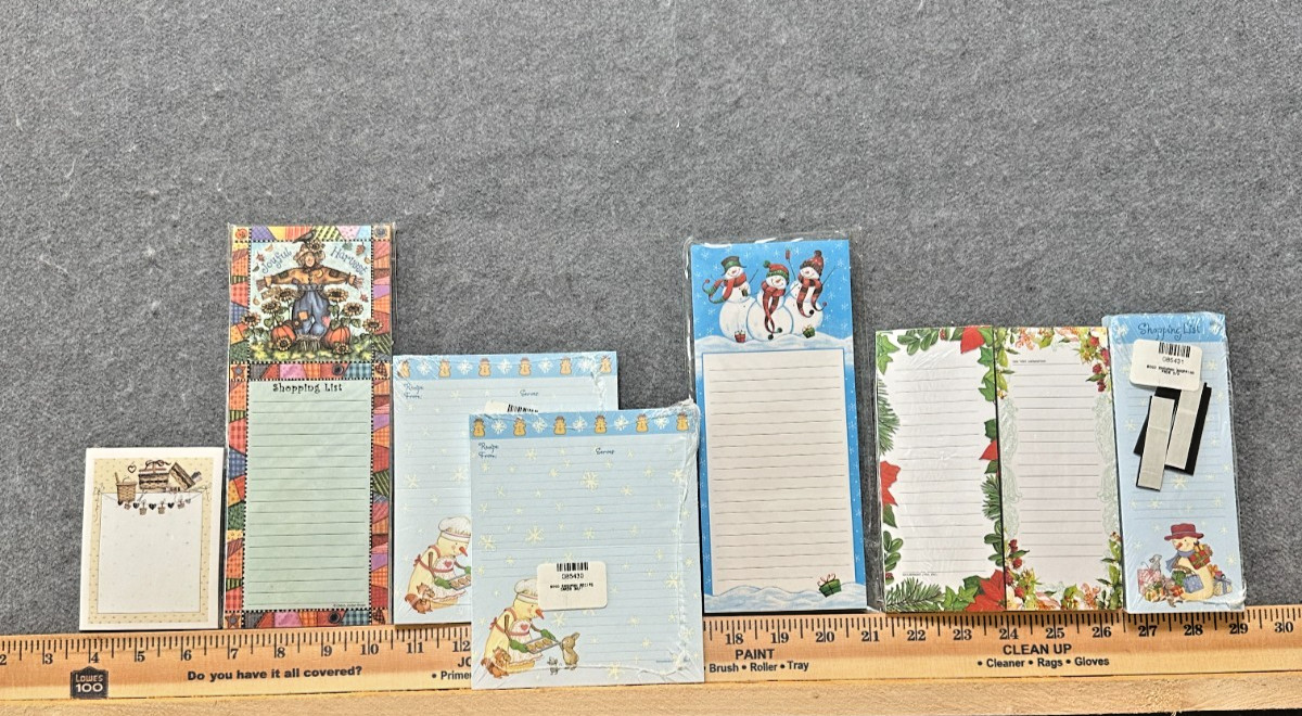 Lot of 6 Memo Pads Shopping Lists Notepads Christmas Snowman Holiday Stationery
