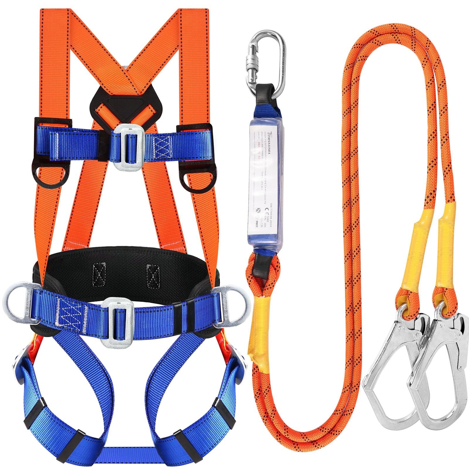 Safety Harness Fall Protection Kit: Full Body Roofing harnesses with Shock Ab...
