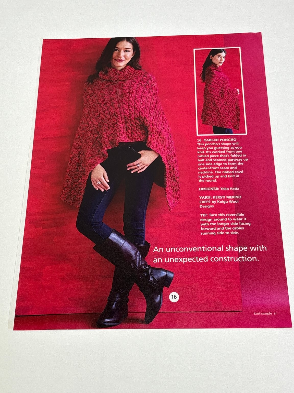 Cabled Poncho Knitting Pattern Magazine Pages