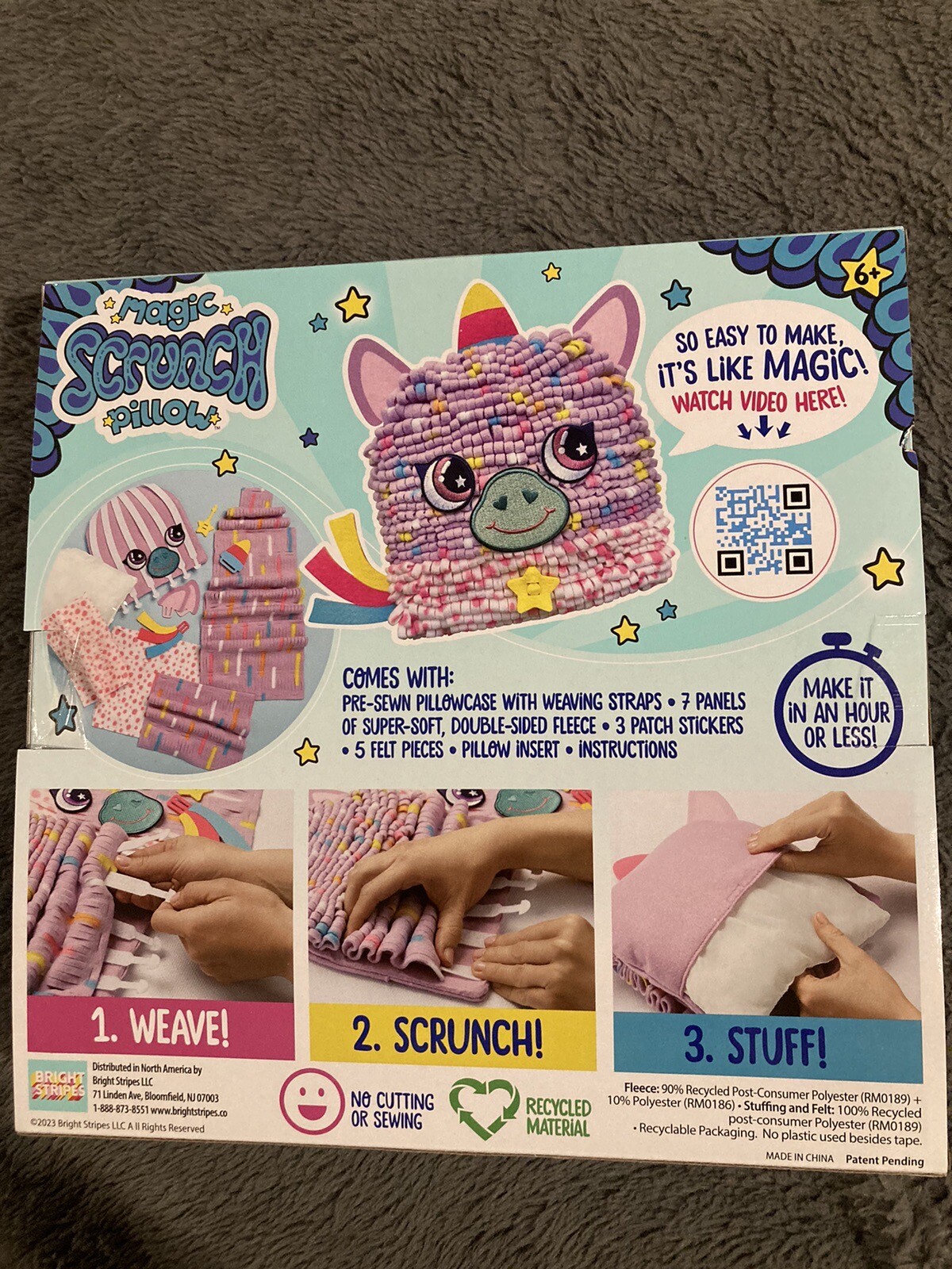 Bright Stripes Magic Scrunch DIY Pillow - Unicorn - NEW!