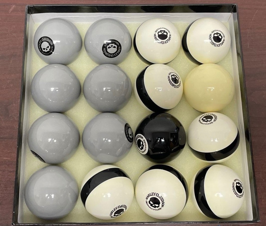 Harley Davidson Motorcycle Skull Billiard Pool Balls Set Roadhouse Collection