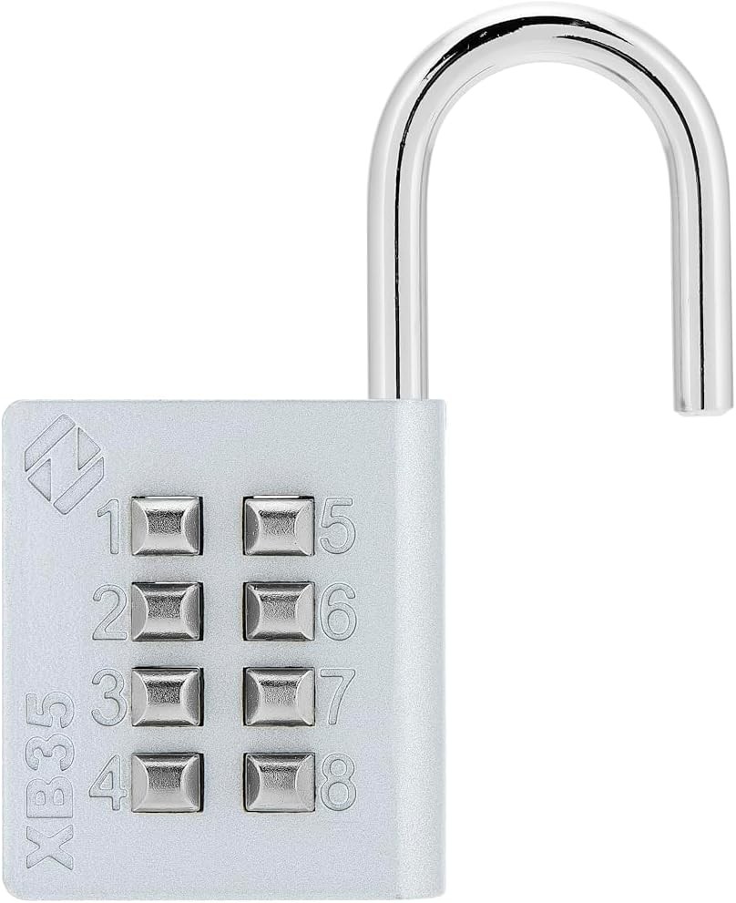 8 Digit Push Button Combination Padlock 4 Digit Code Lock for Locker Fence Gray