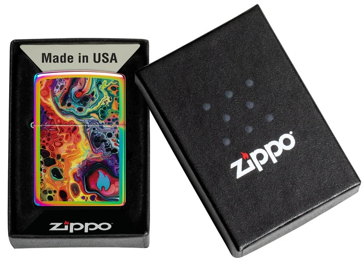 GENUINE Zippo SPECTRUM Lighter MOLTEN BUBBLES & FLAME Multi Colour NEW IN BOX