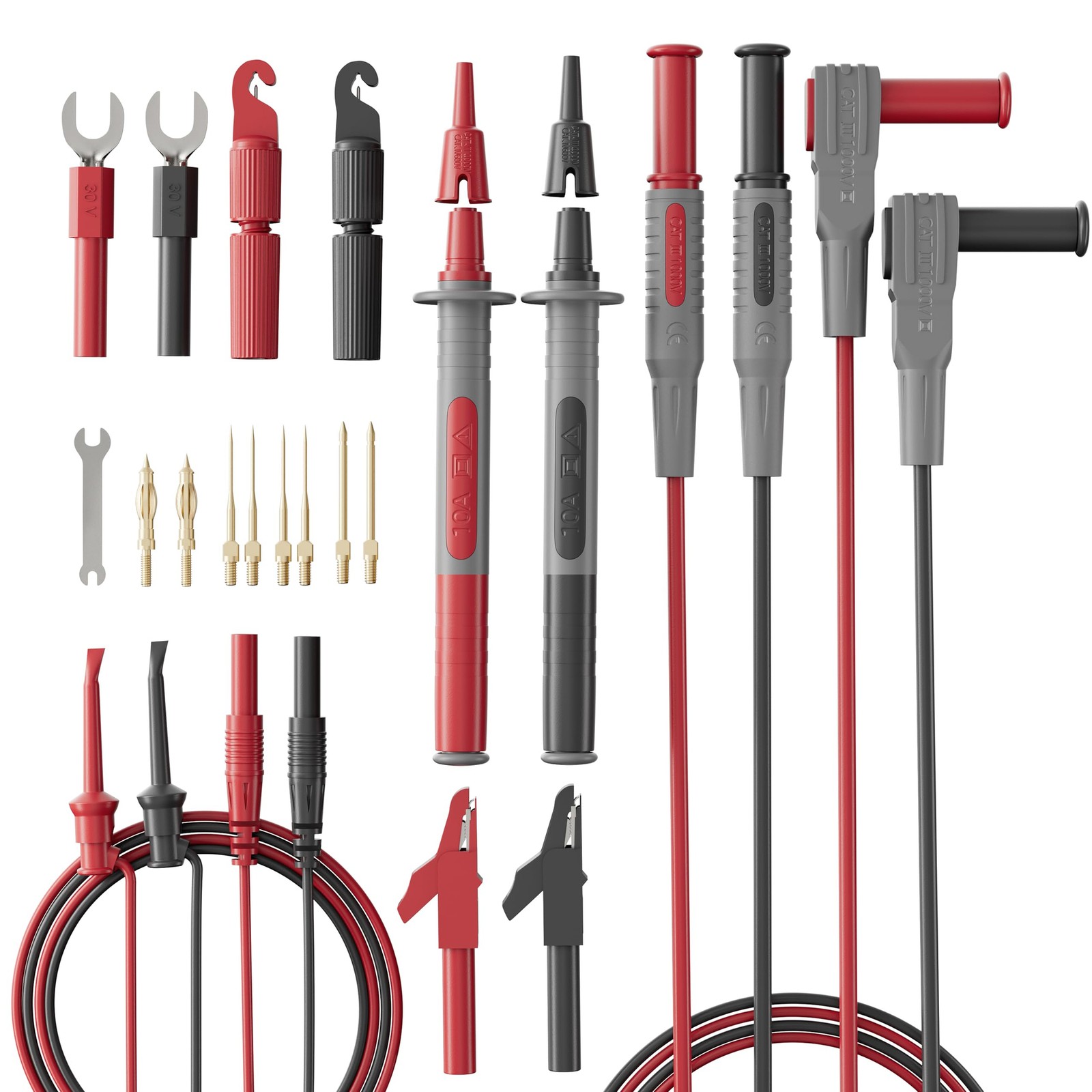 25-Piece Silicone Multimeter Test Lead & Back Probe Kit - Premium Modular Volt M
