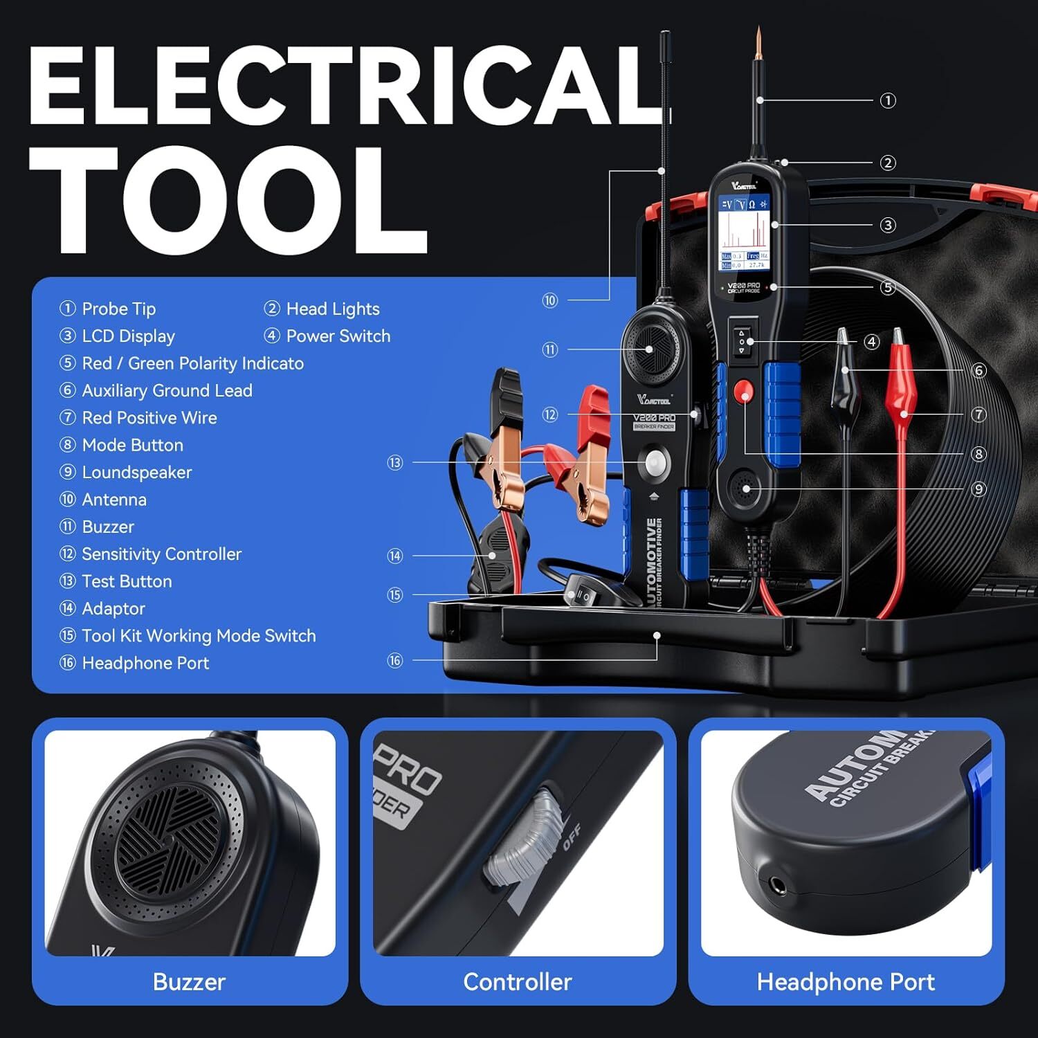 VDIAGTOOL V200 PRO Upgrade Kit Power Probe Tester Tool Electrical Circuit System