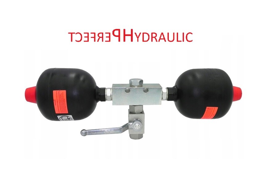 Double diaphragm accumulator in set with ball valve BSP 1/2" pre-fill pressure - 30/70 bar