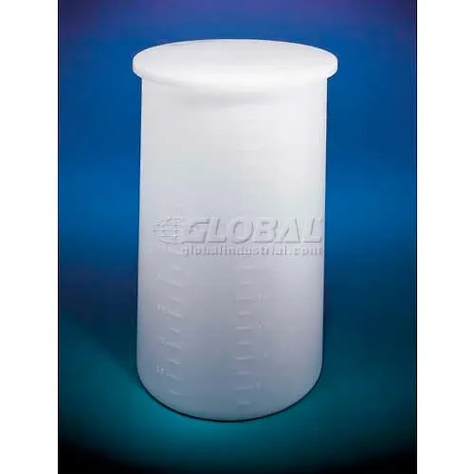 Heavyweight, 7.5Gal., Cylindrical Tank w/Cover, 12"Dia. x 18"H, 3/16"Wall, White