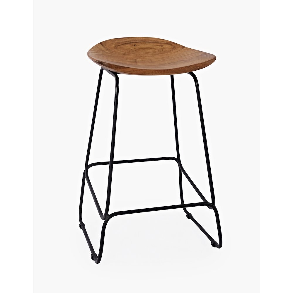 Solid Acacia 52" Five-Piece Counter Height Dining Set with Backless Barstools