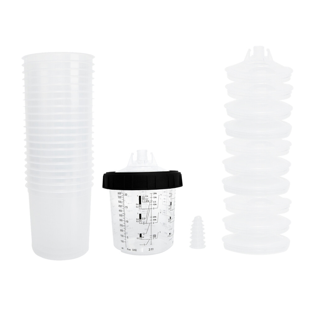 Disposable Spray Paint Gun Plastic Liners & Lids Kit 6-Ounce 180ML Cups US STOCK