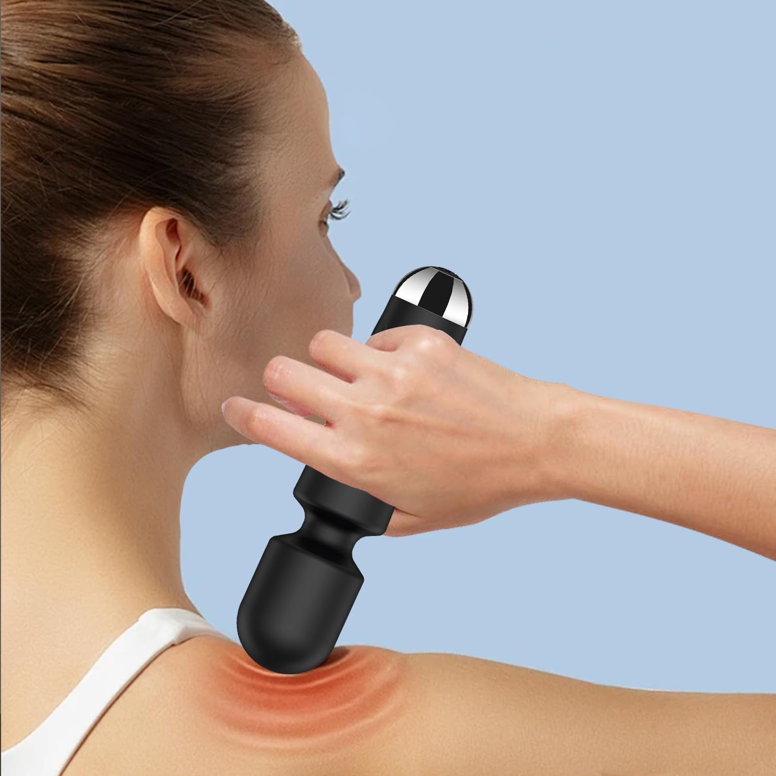Kitppit Back Small Bullet Massage for Women - Rechargeable Electric Black