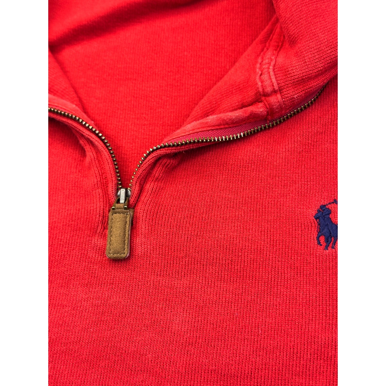 Polo Ralph Lauren Quarter Zip Pullover Cotton Knit Red Medium Classic Prep