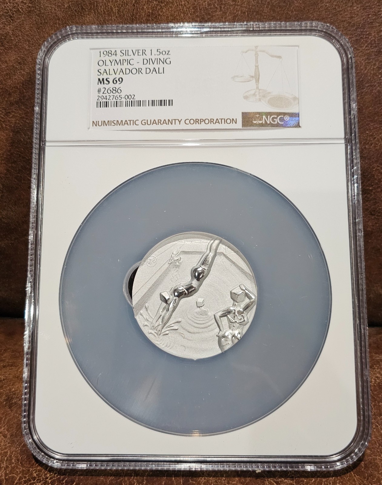 1984 NCG MS 69 UNITED STATES 1.5 oz "OLYMPIC - DIVING" Salvador Dali #2686