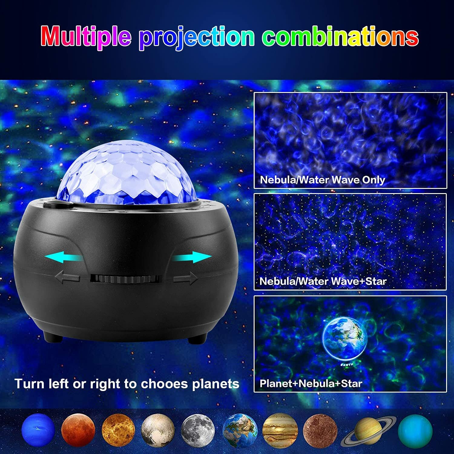 LED Galaxy Projector Starry Night Light Laser Star Sky Ocean Projection Lamp