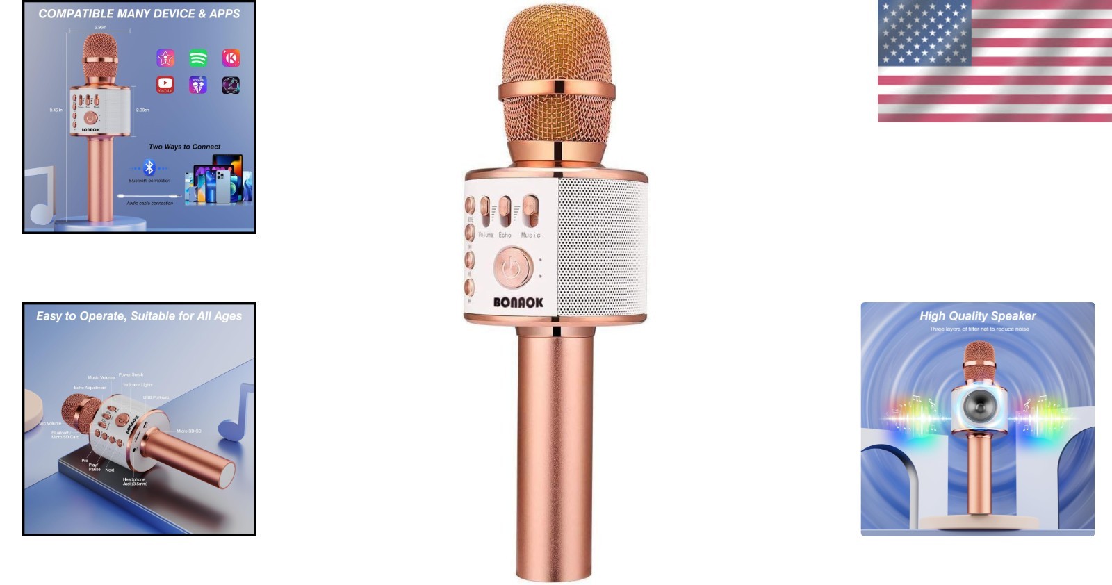 Handheld Bluetooth Karaoke Mic with Multi-Function Controls for Fun Gatherings