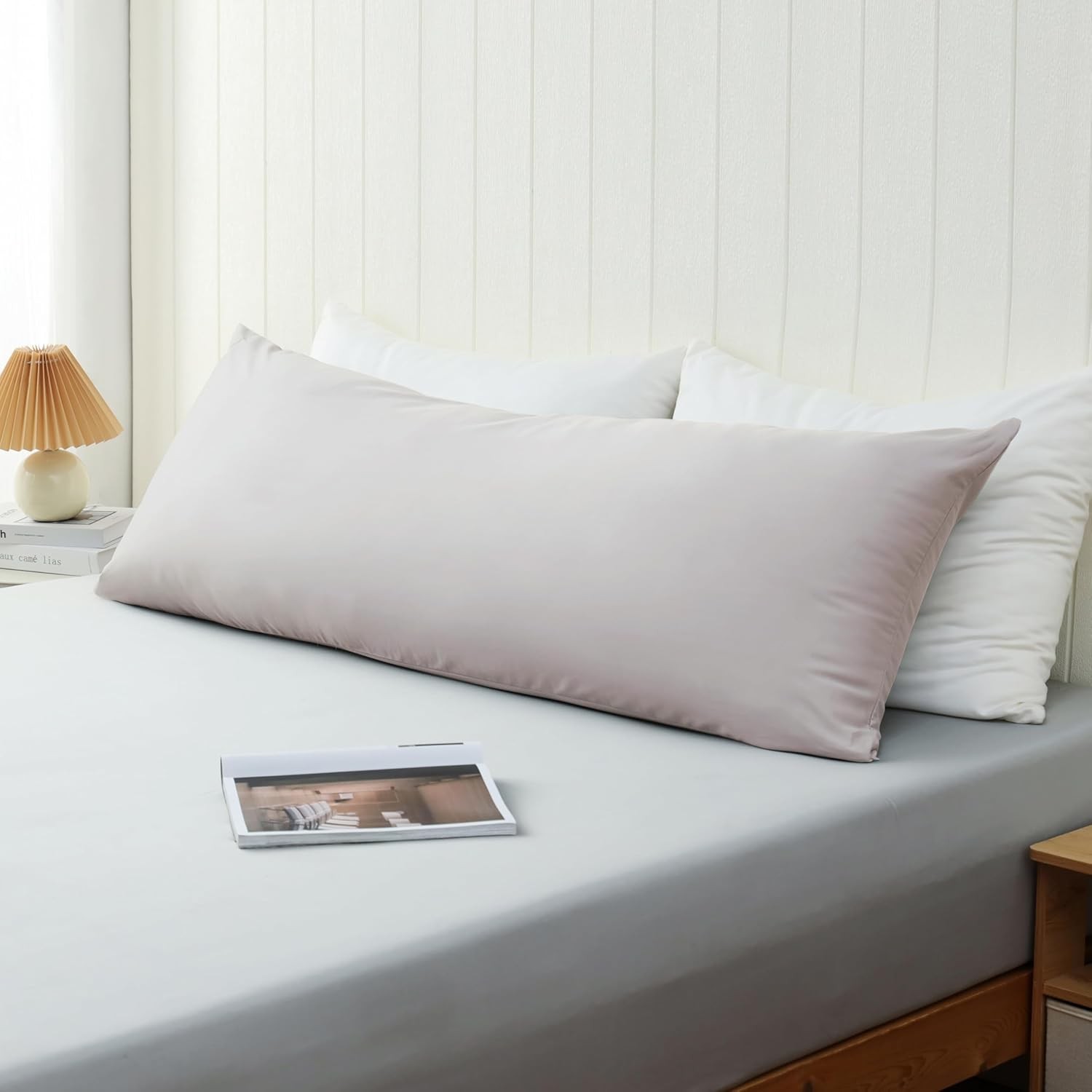 100% Cotton Soft Body Pillow Protectors with Invisible Zipper 20X54 Inches Body